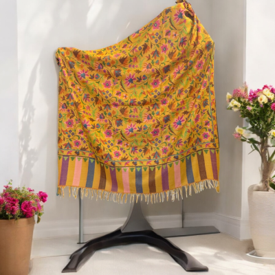 Yellow kani jamawar shawl